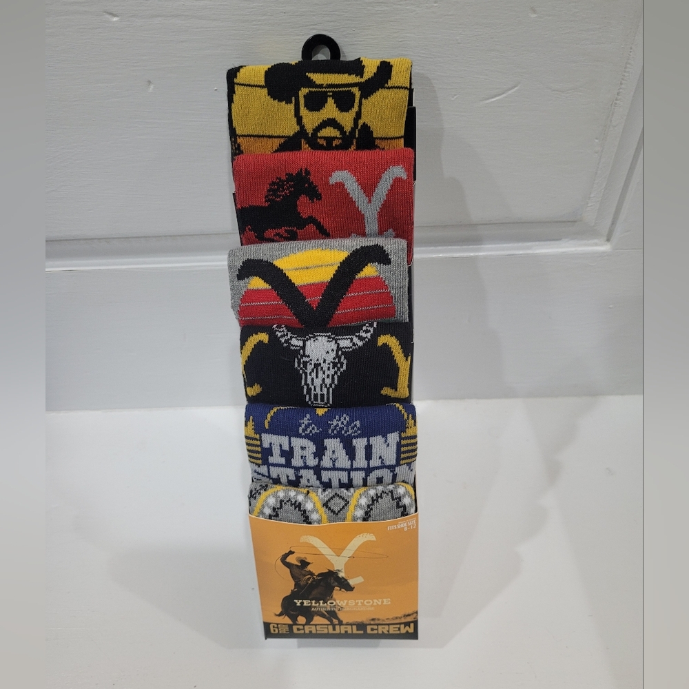 Yellowstone TV show Socks 6 Pair CREW SOCKS Men Size 8-12